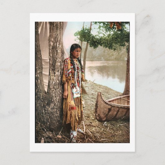 ミンネハハ1897先住民アメリカンヒアワタヴィンテージ ポストカード (正面)