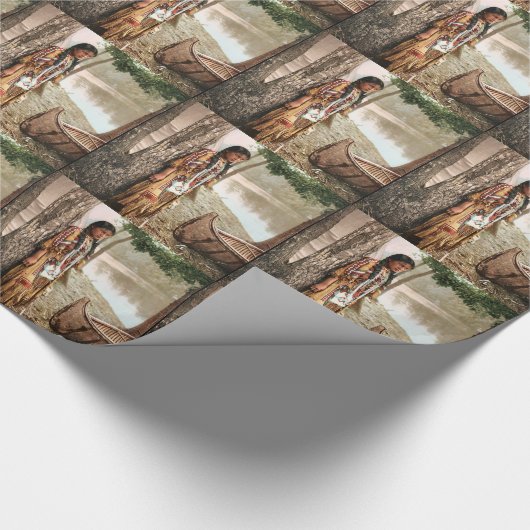 ミンネハハ1897先住民アメリカンヒアワタヴィンテージ ラッピングペーパー (角)