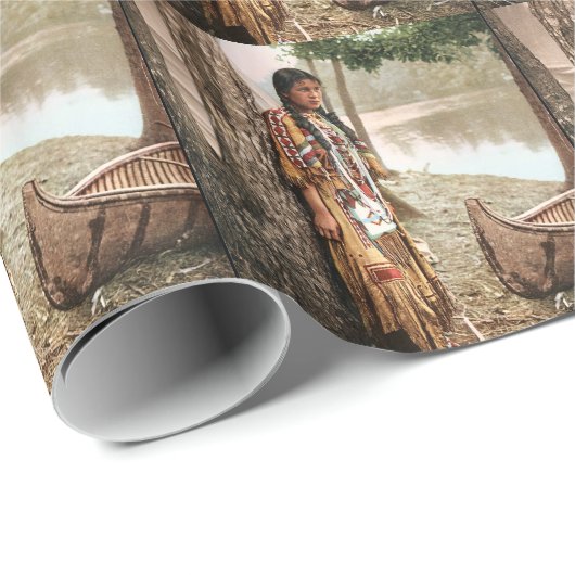 ミンネハハ1897先住民アメリカンヒアワタヴィンテージ ラッピングペーパー (ロールコーナー)