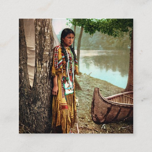 ミンネハハ – 先住民アメリカンヒアワタ1904 スクエア名刺 (正面)