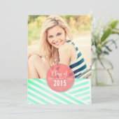 ミンモダント水彩ストライプ写真卒業 招待状 (スタンド正面)