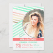 ミンモダント水彩ストライプ写真卒業 招待状 (裏面)