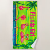 ミンリングフラミンゴスフロリダガールビーチタオル ビーチタオル (正面)