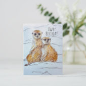 ミーアカット野生動物の誕生日おめでとう ポストカード (スタンド正面)
