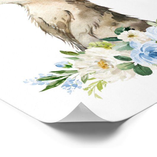 ミーアカット、サファリ、ジャングル、青い花、男の子の寝室 ポスター (角)