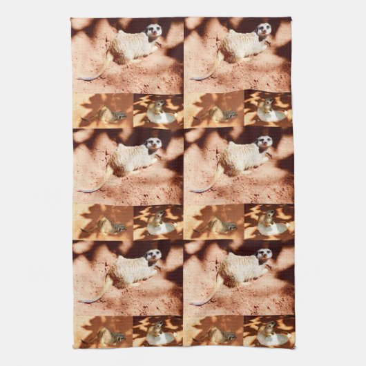 ミーアカツ・ダーティ・フェイス・フォト・コラージュ キッチンタオル (縦)