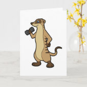 ミーアキャットがダンベルを使った筋力トレーニングをしている カード (黄色い花)