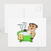 ミーアキャットが風呂で入浴中 ポストカード (正面/裏面)