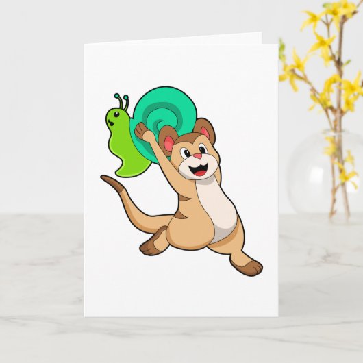 ミーアキャットとカタツムリ.PNG カード (黄色い花)