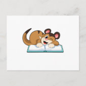 ミーアキャットと本 ポストカード (正面)