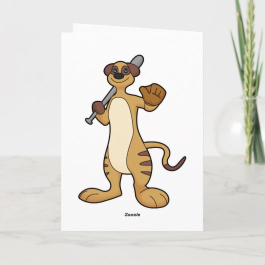 ミーアキャットを野球選手に見立てて野球バットを持たせたもの カード (裏面)