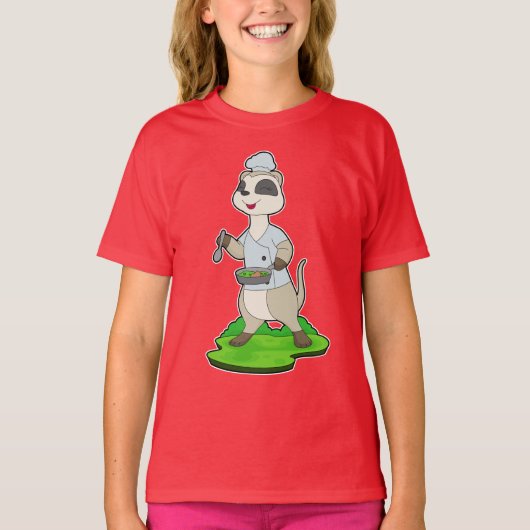 ミーアキャットシェフボウル調理 Tシャツ (正面)