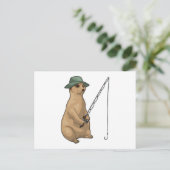 ミーアキャットフィッシングフィッシャーフィッシングロッド ポストカード (スタンド正面)