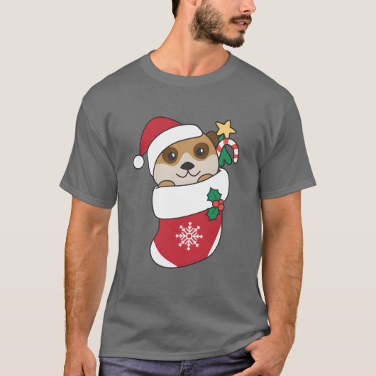 ミーアキャット クリスマス 雪 冬 動物 友達 Tシャツ (正面)