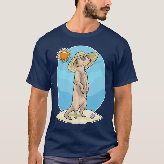 ミーアキャット ビーチ ストロー ハット サマー Tシャツ (正面)