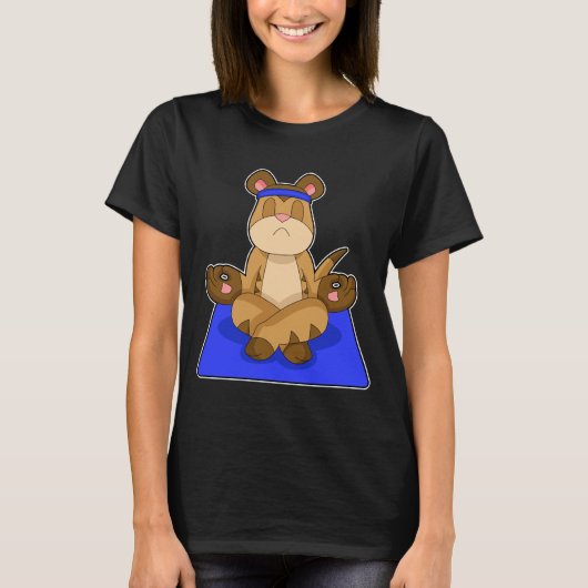 ミーアキャット ヨガ 瞑想 Tシャツ (正面)