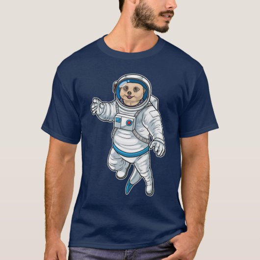 ミーアキャット 宇宙飛行士 宇宙 Tシャツ (正面)