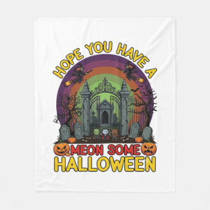 ミーオン ハロウィン 墓場の門のモンスター かぼちゃ フリースブランケット