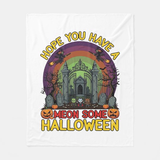 ミーオン ハロウィン 墓場の門のモンスター かぼちゃ フリースブランケット (正面)