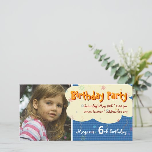 ミーガンの誕生日パーティフォト招待状 (スタンド正面)