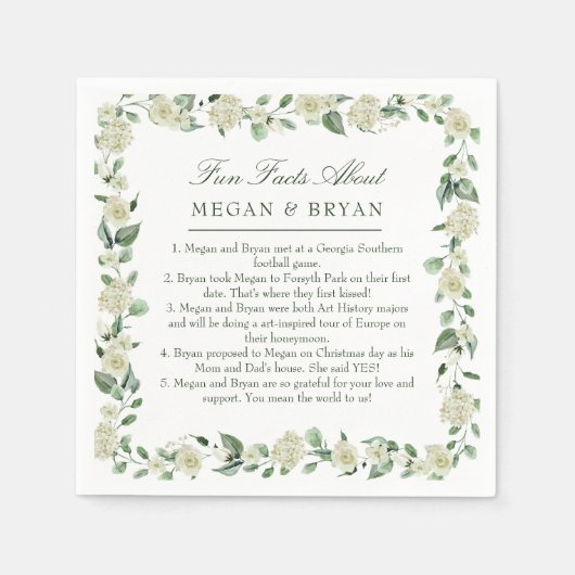 ミーガンエレガントな結婚式披露宴おもしろいファクトカクテル スタンダードカクテルナプキン (正面)