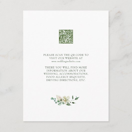 ミーガンシンプルグリーンリーウェディングレセプションエンクロージャ エンクロージャーカード (裏面)