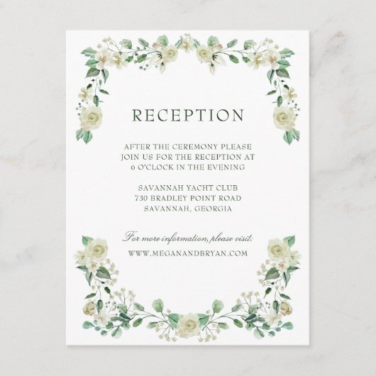 ミーガンシンプルグリーンリーウェディングレセプションエンクロージャ エンクロージャーカード (正面)