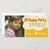 ミーガンズオレンジバースデーパーティフォト招待状 (正面/裏面)