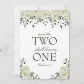 ミーガンホワイトローズ&グリーンリーカトリック結婚ズ 招待状 (裏面)