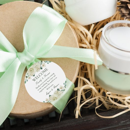 ミーガンホワイト結婚フローラの歓迎バッグ ラウンドシール