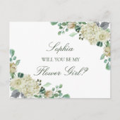 ミーガン緑の花の女の子Bridesmaid提案 インビテーションポストカード (正面)