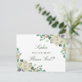 ミーガン緑の花の女の子Bridesmaid提案 インビテーションポストカード (スタンド正面)