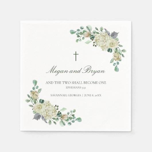 ミーガン・クリスチャン・クロス・結婚グリーナリーのカクテル スタンダードカクテルナプキン (正面)