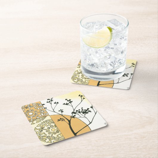 ミーガンMeagher著希薄な木のシルエット スクエアペーパーコースター (インサイチュ)