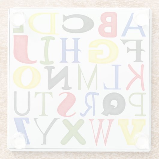 ミーガンMeagher著明るく着色された手紙 ガラスコースター (裏面)