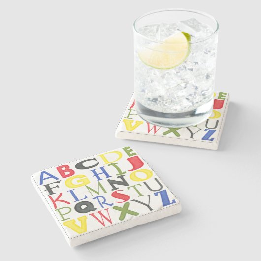 ミーガンMeagher著明るく着色された手紙 ストーンコースター (横)