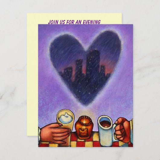 ミーティングスピードデートすること日付コーヒー招待状 招待状 (正面/裏面)