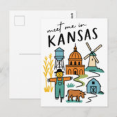 ミーテインカンザスレトロファームスカクレローウィンドミル ポストカード (正面/裏面)