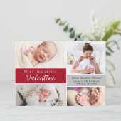 ミートザリトルバレンタイン男の赤ちゃん写真誕生 サンキューカード (スタンド正面)