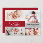 ミートザリトルバレンタイン男の赤ちゃん写真誕生 サンキューカード (正面/裏面)