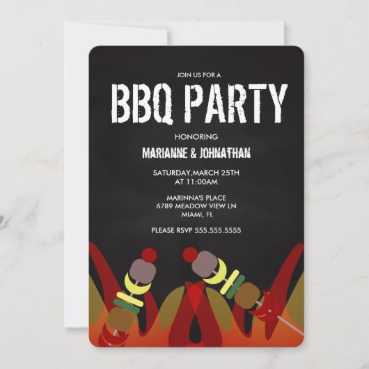 ミートスケウダーズBBQフレイムス調理師アウトパーティの招待状 招待状 (正面)