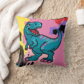ミートディノザブルーとピンクの恐竜装飾用クッション クッション (ブランケット)