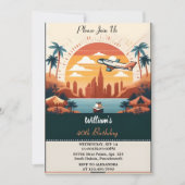 ミートトラベルキャビンビーチ宛先40th誕生日 招待状 (正面)