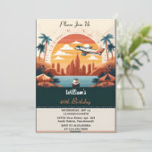 ミートトラベルキャビンビーチ宛先40th誕生日 招待状 (スタンド正面)