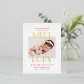 ミートベビーフォイル誕生の発表はがき 箔シーズンポストカード (立ち正面)