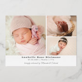 ミートベビーフォトコラージュバラ金ゴールド 箔招待状 (裏面)