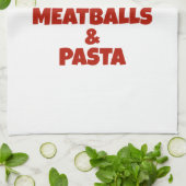 ミートボールとパスタが大好きな女の子 キッチンタオル (折り畳み)