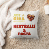 ミートボールとパスタが大好きな女の子 クッション (ブランケット)