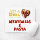 ミートボールとパスタが大好きな女の子 マウスパッド (マウス)