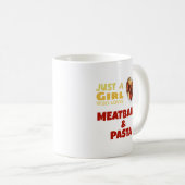 ミートボールとパスタを好きな女の子だけ木製 コーヒーマグカップ (正面右)